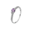 S925 Sterling Silver Women's Geometric Amethyst Zircon Ring Simple Fashion Electroplated Gemstone Jewelry