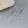 S925 Sterling Silver Women's Geometric Long Tassel Earrings Simple Elegant Lightweight Luxury Style