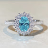 S925 Sterling Silver Women's Geometric Ring Four Claw Pigeon Egg Full Circle Electroplated