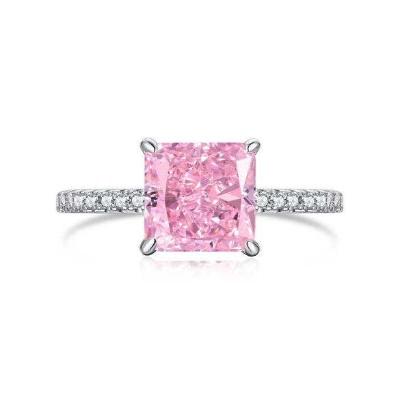 S925 Sterling Silver Women's Geometric Style Ring With Ice Flower Zirconium And High Carbon Diamond Electroplated