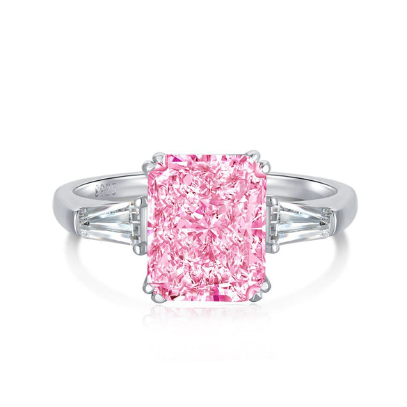 S925 Sterling Silver Women's Geometric Style Ring With Ice Flower Zirconium And High Carbon Diamond Electroplated