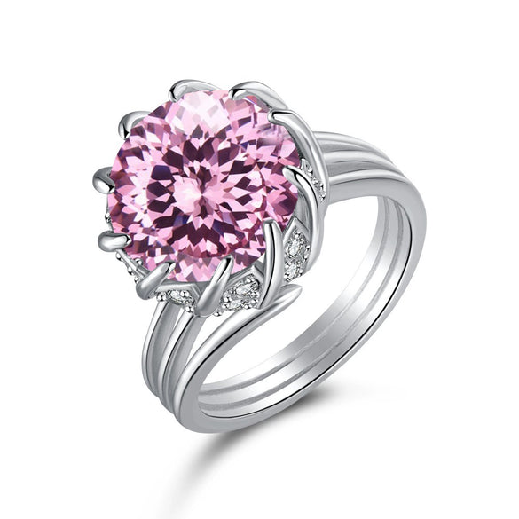 S925 Sterling Silver Women's Geometric Style Ring With Ice Flower Zirconium And High Carbon Diamond Electroplated