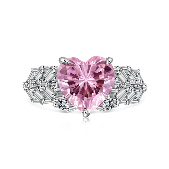 S925 Sterling Silver Women's Geometric Style Ring With Ice Flower Zirconium And High Carbon Diamond Electroplated