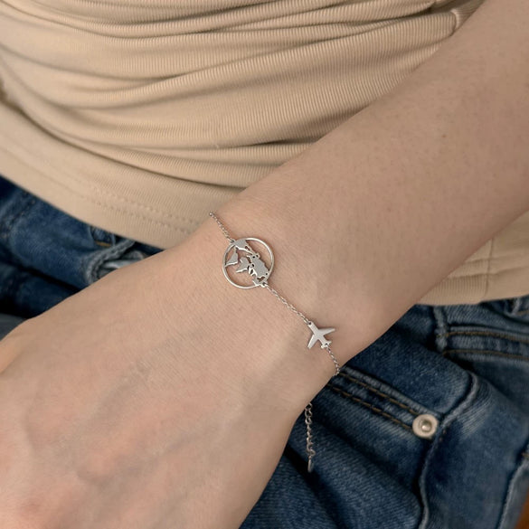 S925 Sterling Silver Women's Light Luxury Bracelet With Earth Aircraft Design And Electroplating Treatment