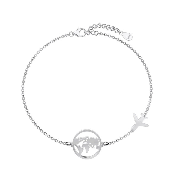 S925 Sterling Silver Women's Light Luxury Bracelet With Earth Aircraft Design And Electroplating Treatment