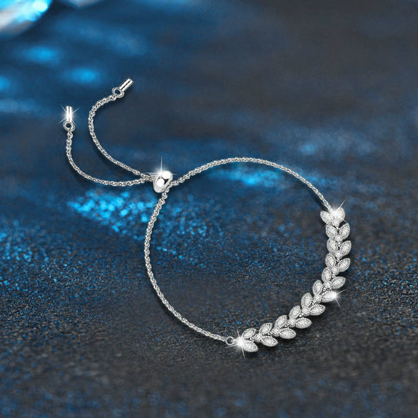 S925 Sterling Silver Women's Light Luxury Flower Pattern Moissanite Adjustable Bracelet