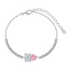 S925 Sterling Silver Women's Pink Heart Zircon Row Diamond Design Electroplated Tennis Bracelet
