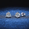 S925 Sterling Silver Women's Unisex Geometric Three Prong Moissanite Earrings With Diamond Treatment
