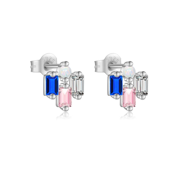 S925 Sterling Silver Women's Zircon Earrings With Irregular Geometric Design And Platinum 18K Gold Electroplating