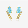 S925 Sterling Silver Women's Zircon Earrings With Irregular Geometric Design And Platinum 18K Gold Electroplating