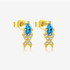 S925 Sterling Silver Women's Zircon Earrings With Irregular Geometric Design And Platinum 18K Gold Electroplating