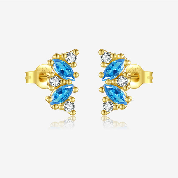 S925 Sterling Silver Women's Zircon Earrings With Irregular Geometric Design And Platinum 18K Gold Electroplating
