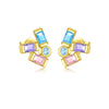 S925 Sterling Silver Women's Zircon Earrings With Irregular Geometric Design And Platinum 18K Gold Electroplating