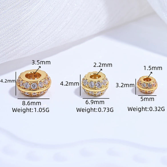 S925 Sterling Silver Zircon Inlaid Double Row Barrel Beads Separated By Wheel Beads Diy Handmade Jewelry Accessories With Round Pattern And Baroque Style