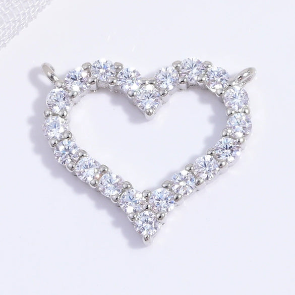S925 Sterling Silver Zirconium Inlaid Double Hanging Heartshaped Pendant Fashion Necklace