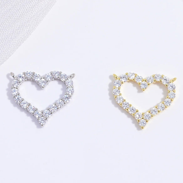S925 Sterling Silver Zirconium Inlaid Double Hanging Heartshaped Pendant Fashion Necklace