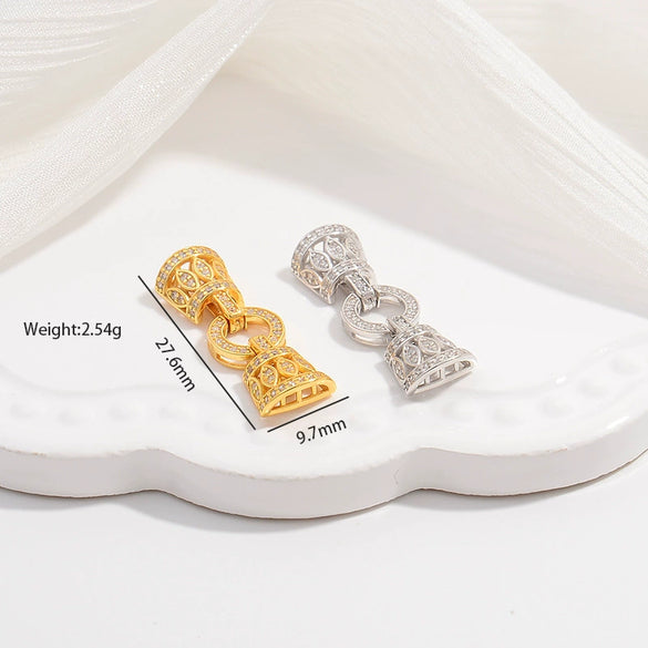S925 Sterling Silver Zirconium Multirow Pearl Horseshoe Ushaped Handmade Diy Buckle