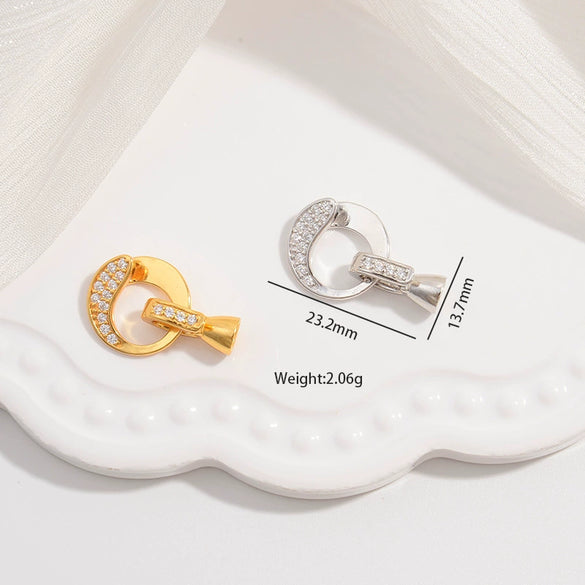 S925 Sterling Silver Zirconium Multirow Pearl Horseshoe Ushaped Handmade Diy Buckle