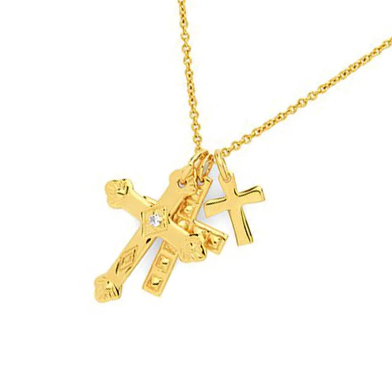 S925 Cross Multi-Layer Pendant Hip-Hop Retro Necklace Pendant Jewelry