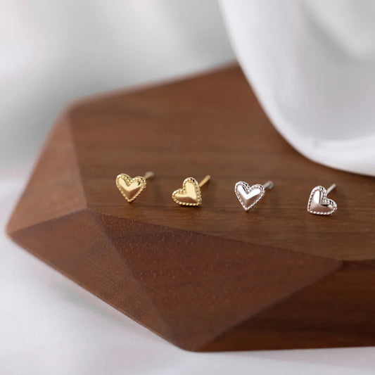 1 Pair Simple Style Heart Shape Sterling Silver Ear Studs