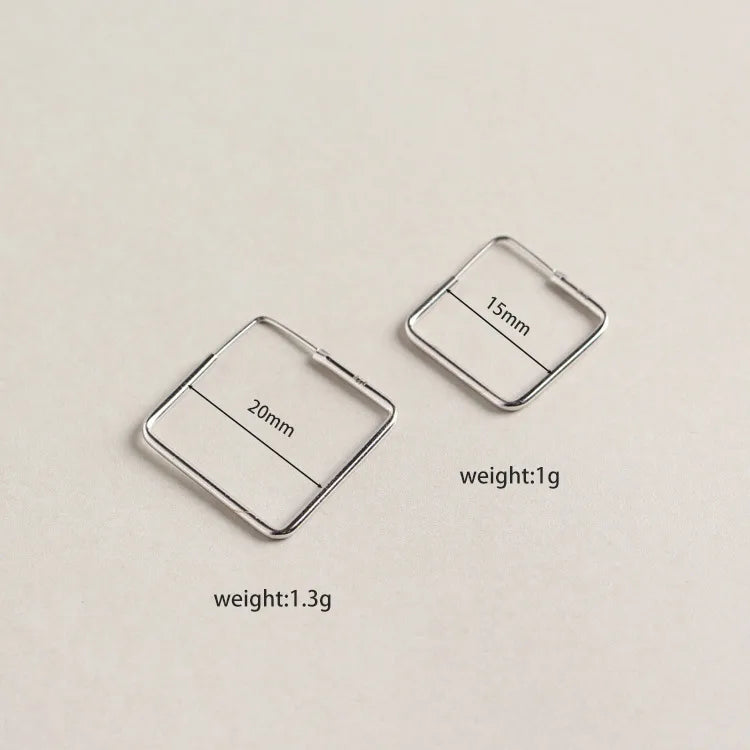 S925 Silver Earrings Korean Minimalist Geometric Square Personalized Square Earrings