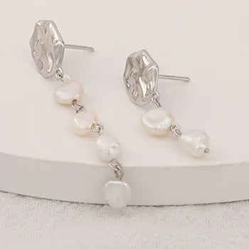 S925 Silver Freshwater Pearl Baroque Earrings Wholesale