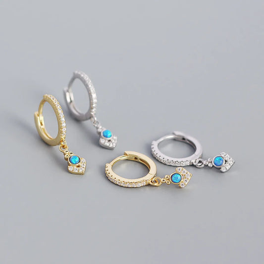 S925 Silver Geometric Blue Opal Ear Buckle Wholesale Gooddiy