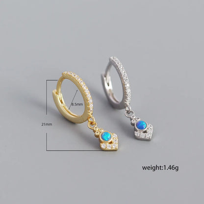 S925 Silver Geometric Blue Opal Ear Buckle Wholesale Gooddiy