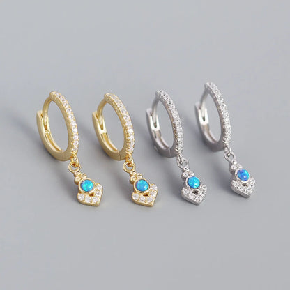 S925 Silver Geometric Blue Opal Ear Buckle Wholesale Gooddiy