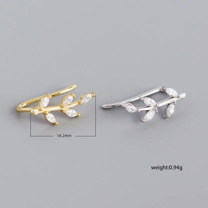 Fashion Leaf Plating Gem Earrings Ear Studs