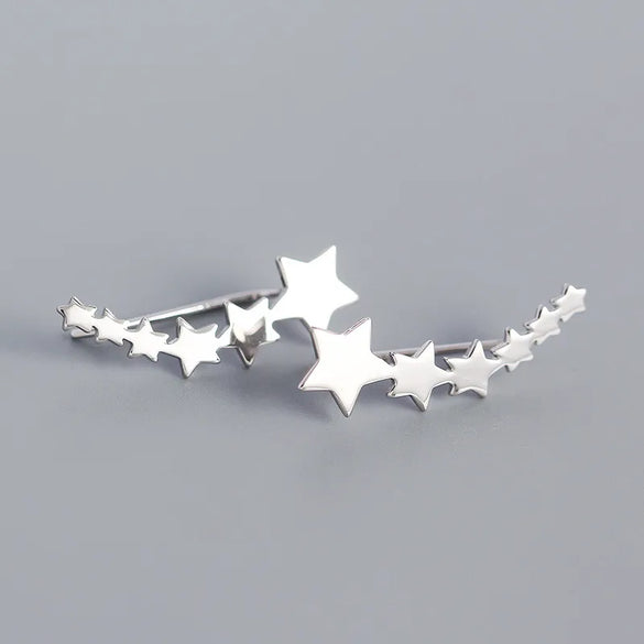 S925 Silver Geometric Row Five-Pointed Star Earrings Wholesale Nihaojewelry