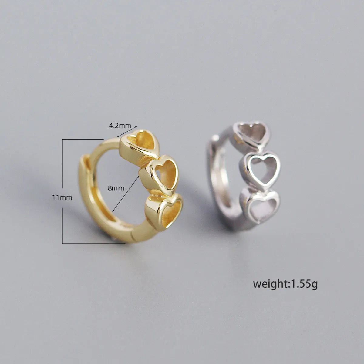 S925 Silver Hollow Heart-shaped Ear Clip Wholesale Hello Jewelry