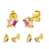 S925 Silver Korean Version Personalized Earrings Stitching Color Zircon Simple Design Earrings