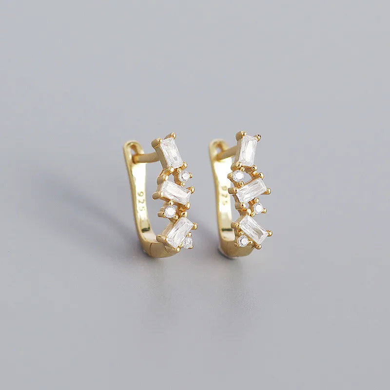 S925 Silver Micro-Inlaid Zircon Geometric U-Shaped Ear Buckle Wholesale Nihaojewelry