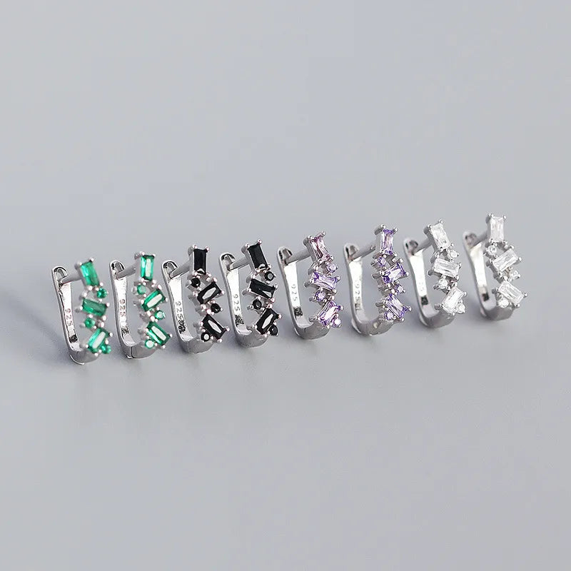 S925 Silver Micro-Inlaid Zircon Geometric U-Shaped Ear Buckle Wholesale Nihaojewelry