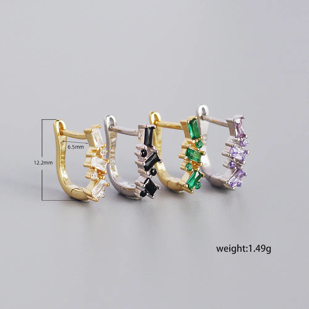 S925 Silver Micro-Inlaid Zircon Geometric U-Shaped Ear Buckle Wholesale Nihaojewelry