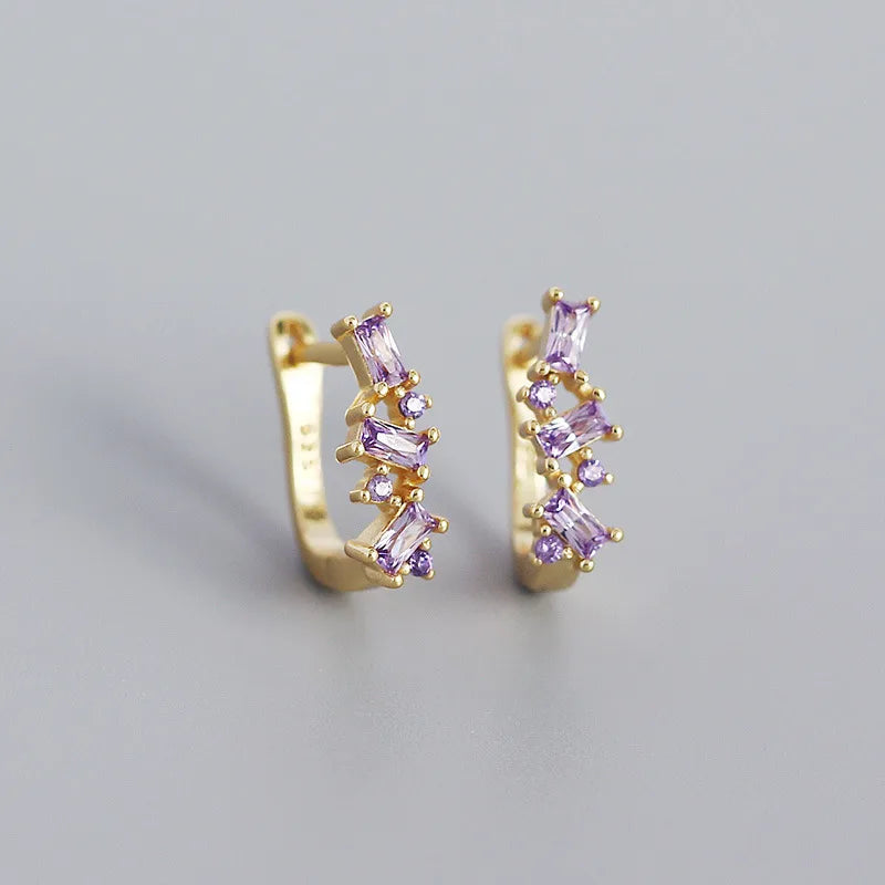 S925 Silver Micro-Inlaid Zircon Geometric U-Shaped Ear Buckle Wholesale Nihaojewelry