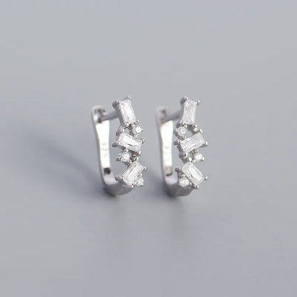 S925 Silver Micro-Inlaid Zircon Geometric U-Shaped Ear Buckle Wholesale Nihaojewelry