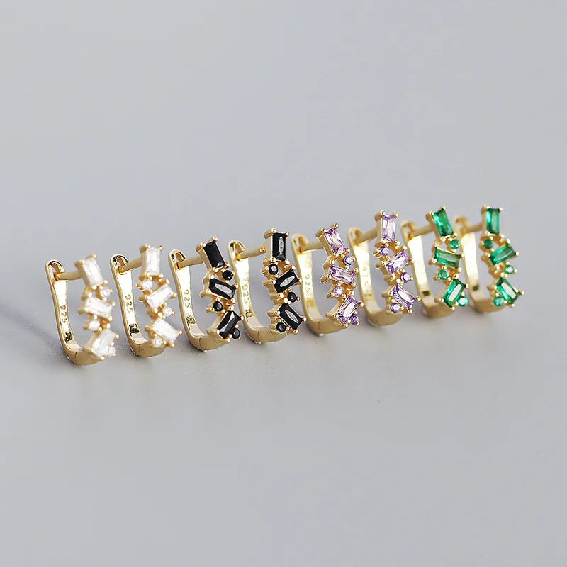 S925 Silver Micro-Inlaid Zircon Geometric U-Shaped Ear Buckle Wholesale Nihaojewelry