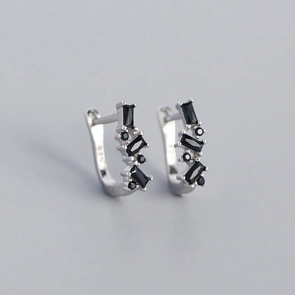 S925 Silver Micro-Inlaid Zircon Geometric U-Shaped Ear Buckle Wholesale Nihaojewelry