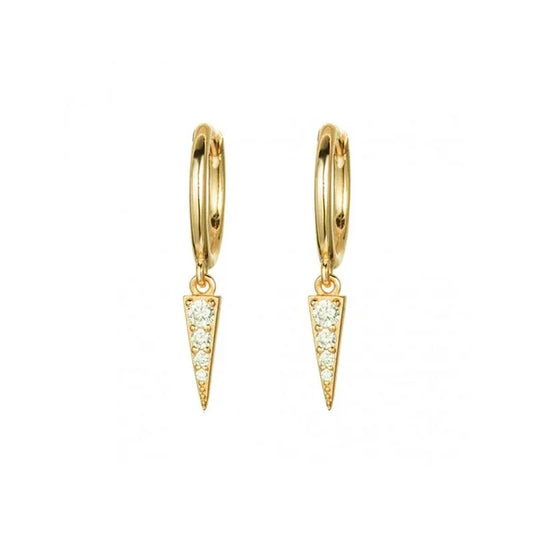 S925 Silver Needle Diamond-Studded Pointed Cone Triangle Earrings