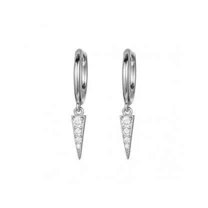 S925 Silver Needle Diamond-Studded Pointed Cone Triangle Earrings