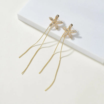 S925 Silver Needle Diamonds  Long Tassels Earrings