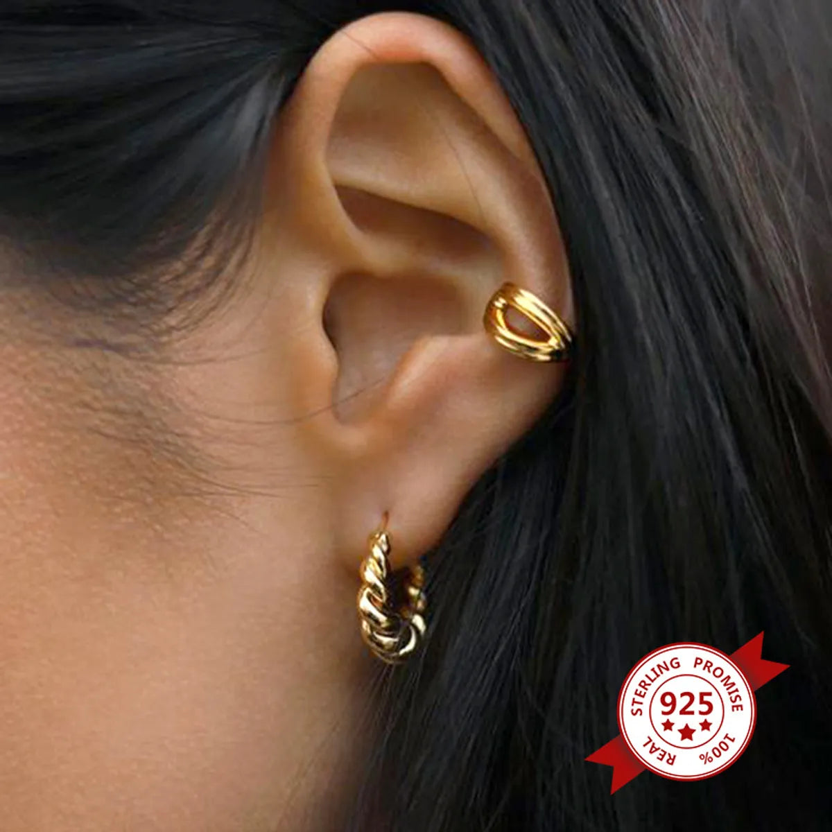 S925 Silver Needle Earrings Twisted Circle Earrings Wholesale