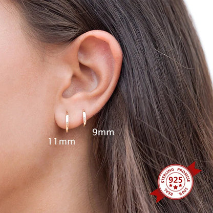 S925 Silver Needle European And American Simple Geometric Mini Fashion Glossy Ear Buckle