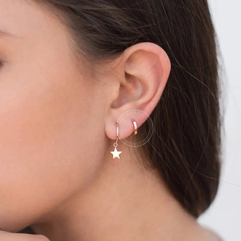 S925 Silver Needle European And American Simple Geometric Mini Fashion Glossy Ear Buckle