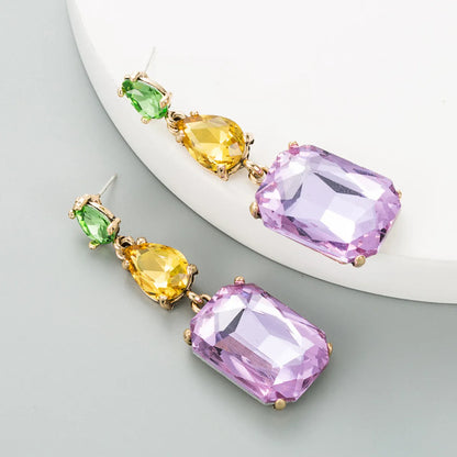 Fashion Geometric Diamond Alloy Artificial Gemstones Earrings