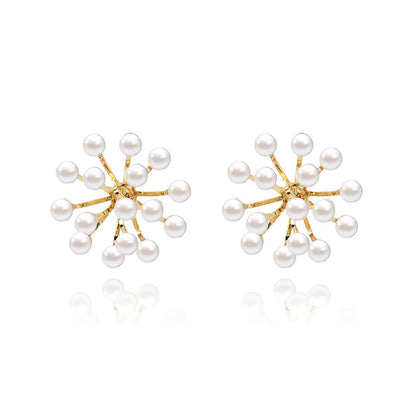 S925 Silver Needle Korean Simple Pearl Flower Fashion Earrings Wholesale Nihaojewelry