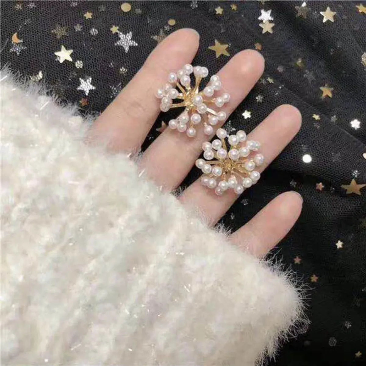 S925 Silver Needle Korean Simple Pearl Flower Fashion Earrings Wholesale Nihaojewelry