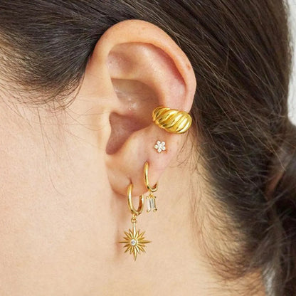 S925 Silver Needle Minimalist Eight-pointed Star Female Earrings